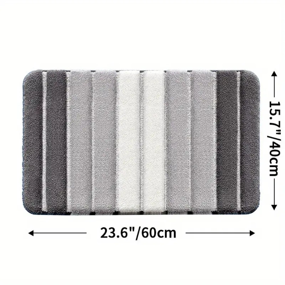 Lumiere | Non-Slip Bath Mat – Striped Absorbent Microfiber Design 0
