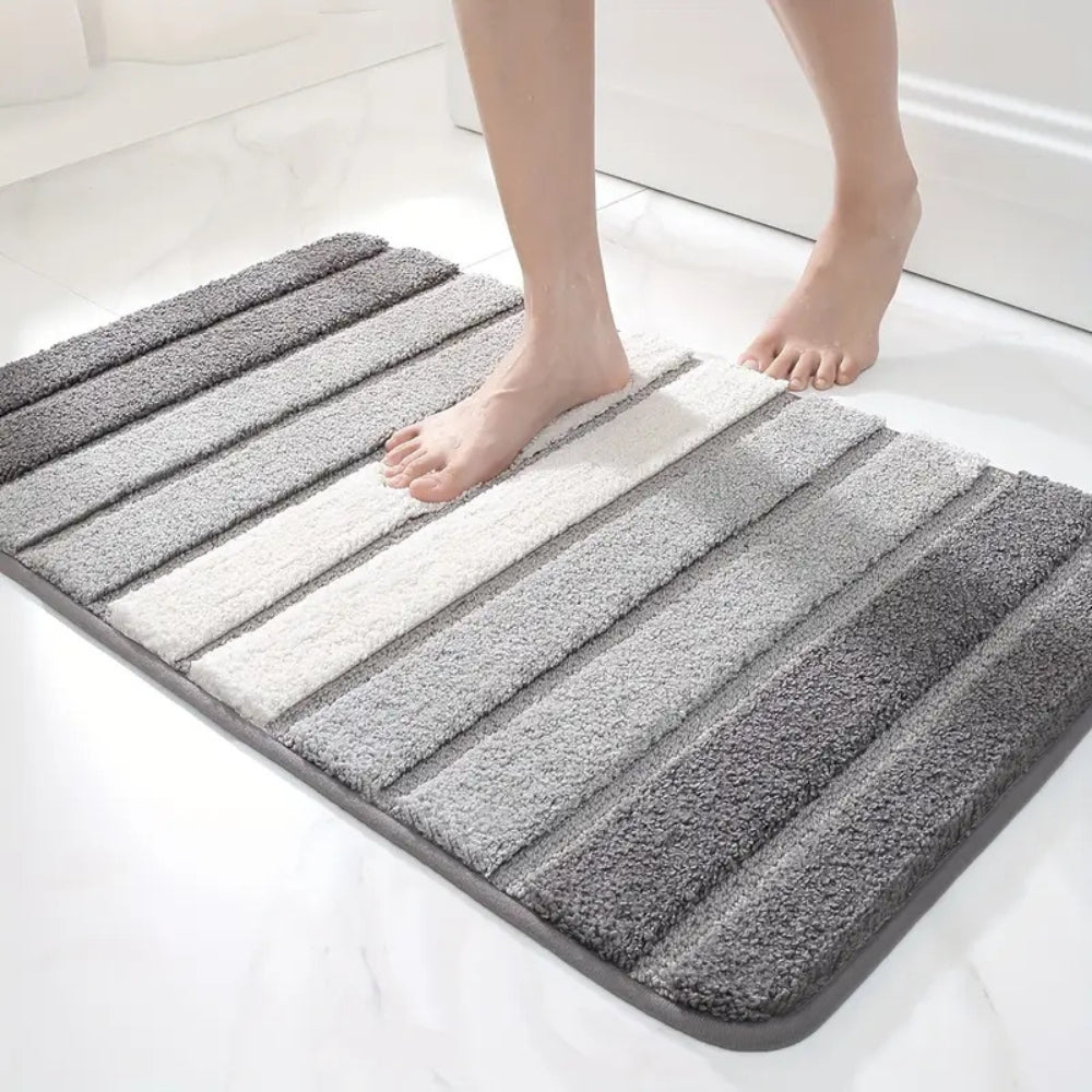 Lumiere | Non-Slip Bath Mat – Striped Absorbent Microfiber Design 1