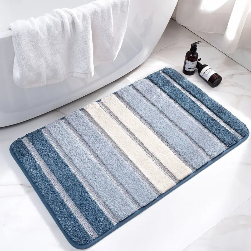 Lumiere | Non-Slip Bath Mat – Striped Absorbent Microfiber Design 7