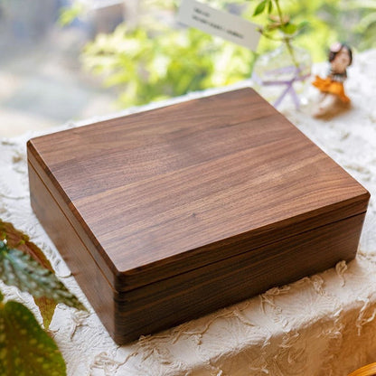 Luxury double-layer jewelry box made of solid walnut