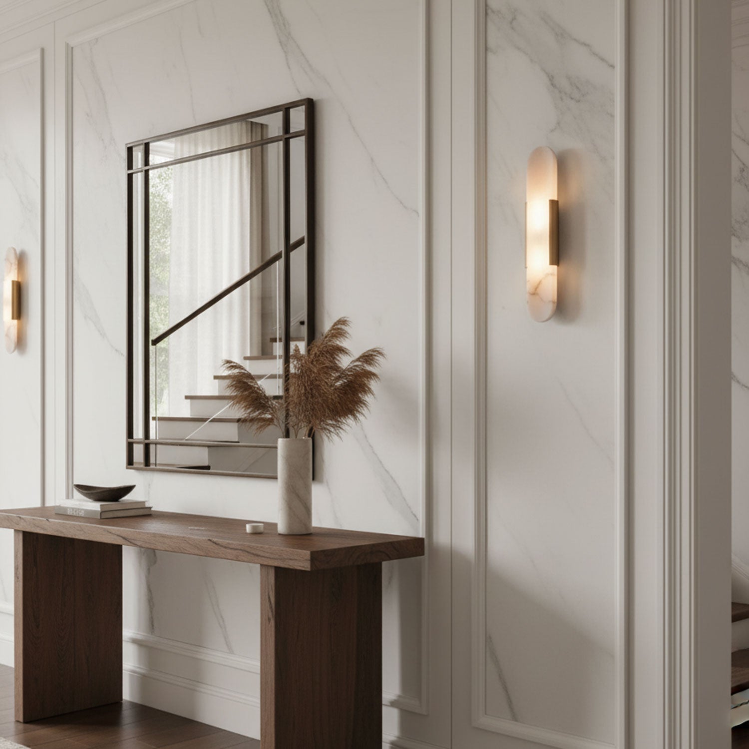 Alabaster Elongated Wall Sconce Light