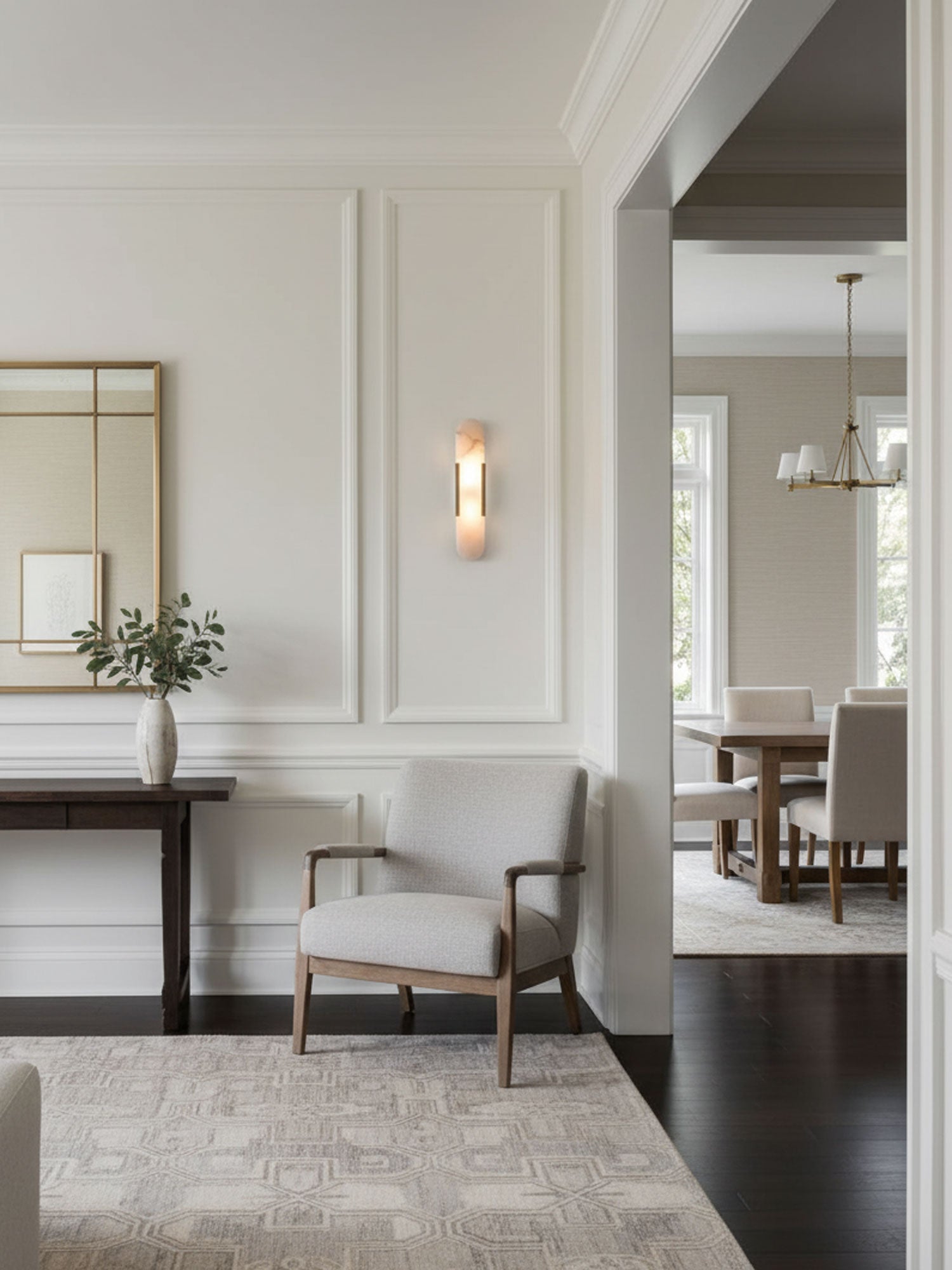 Alabaster Elongated Wall Sconce Light