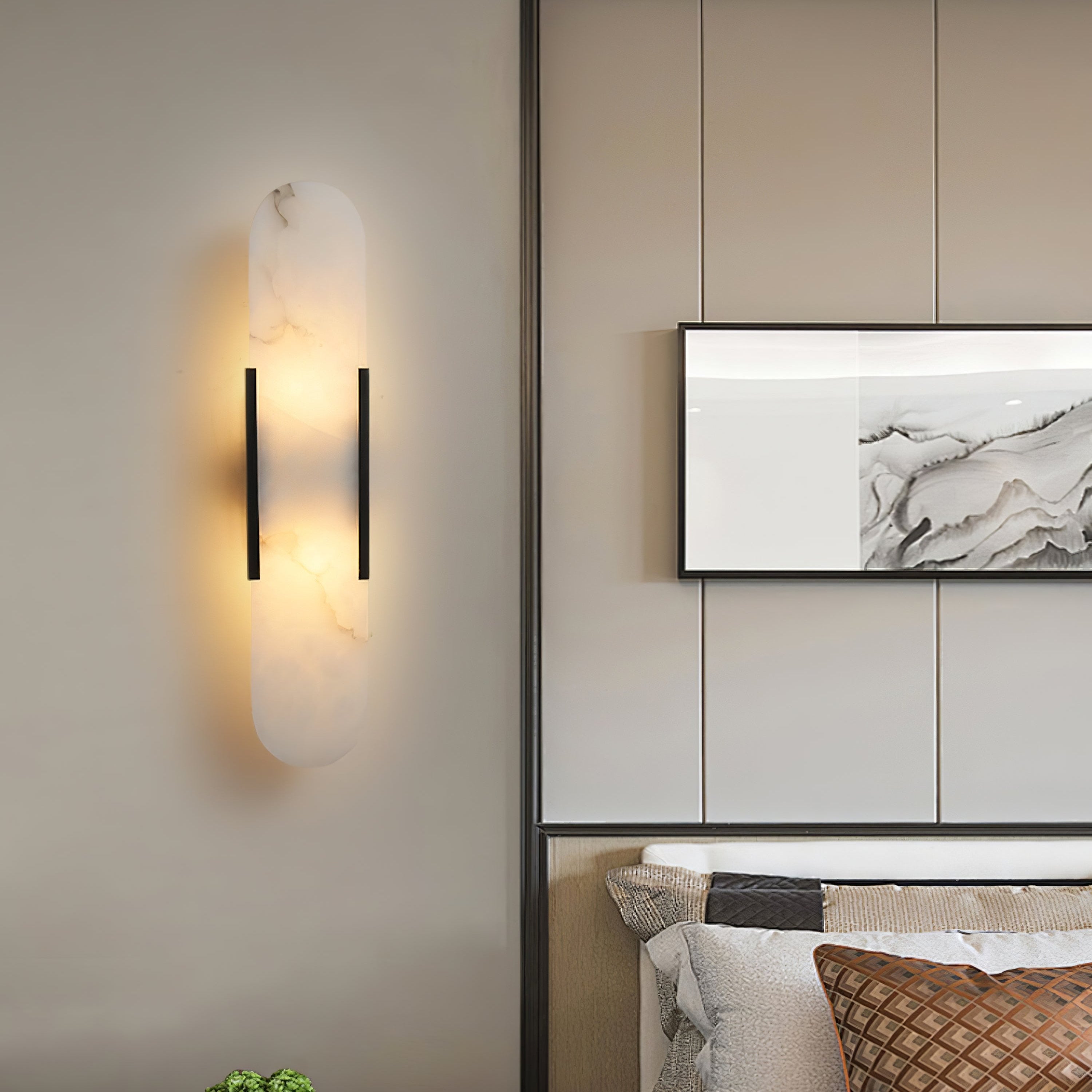 Alabaster Elongated Wall Sconce Light
