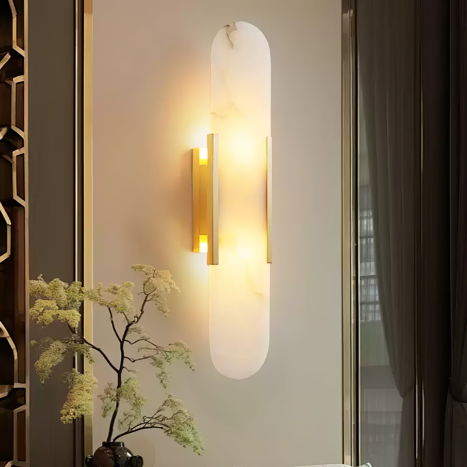Alabaster Elongated Wall Sconce Light