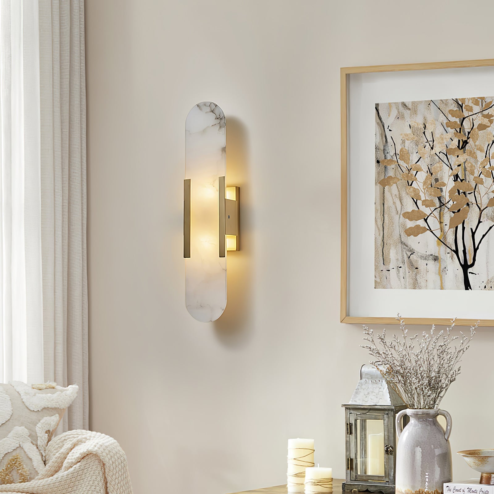 Alabaster Elongated Wall Sconce Light