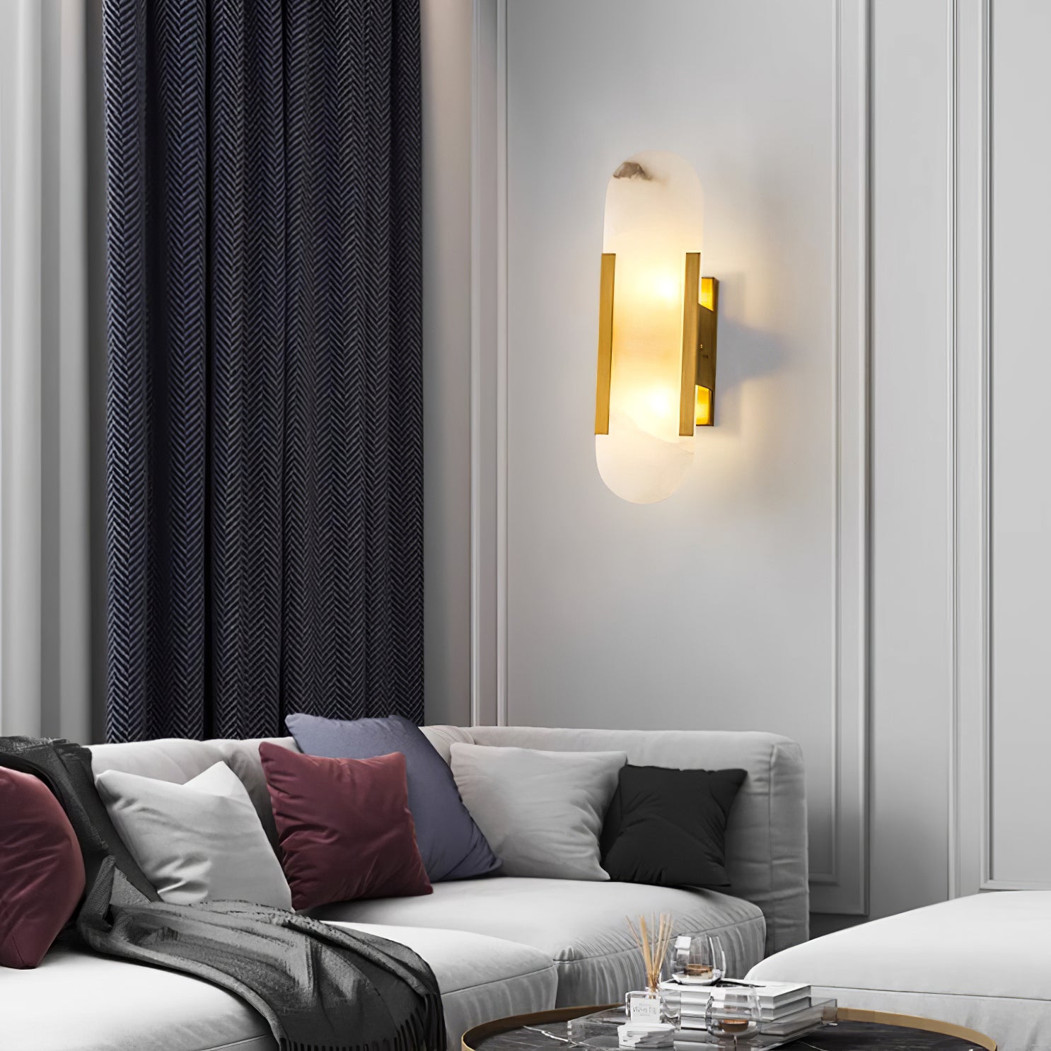 Alabaster Elongated Wall Sconce Light