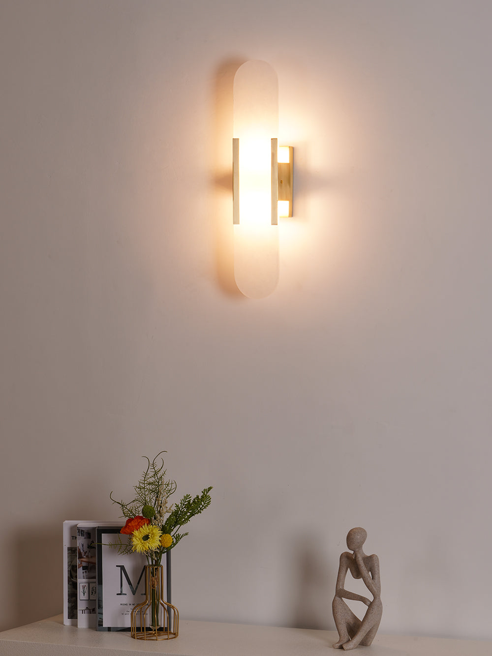 Alabaster Elongated Wall Sconce Light