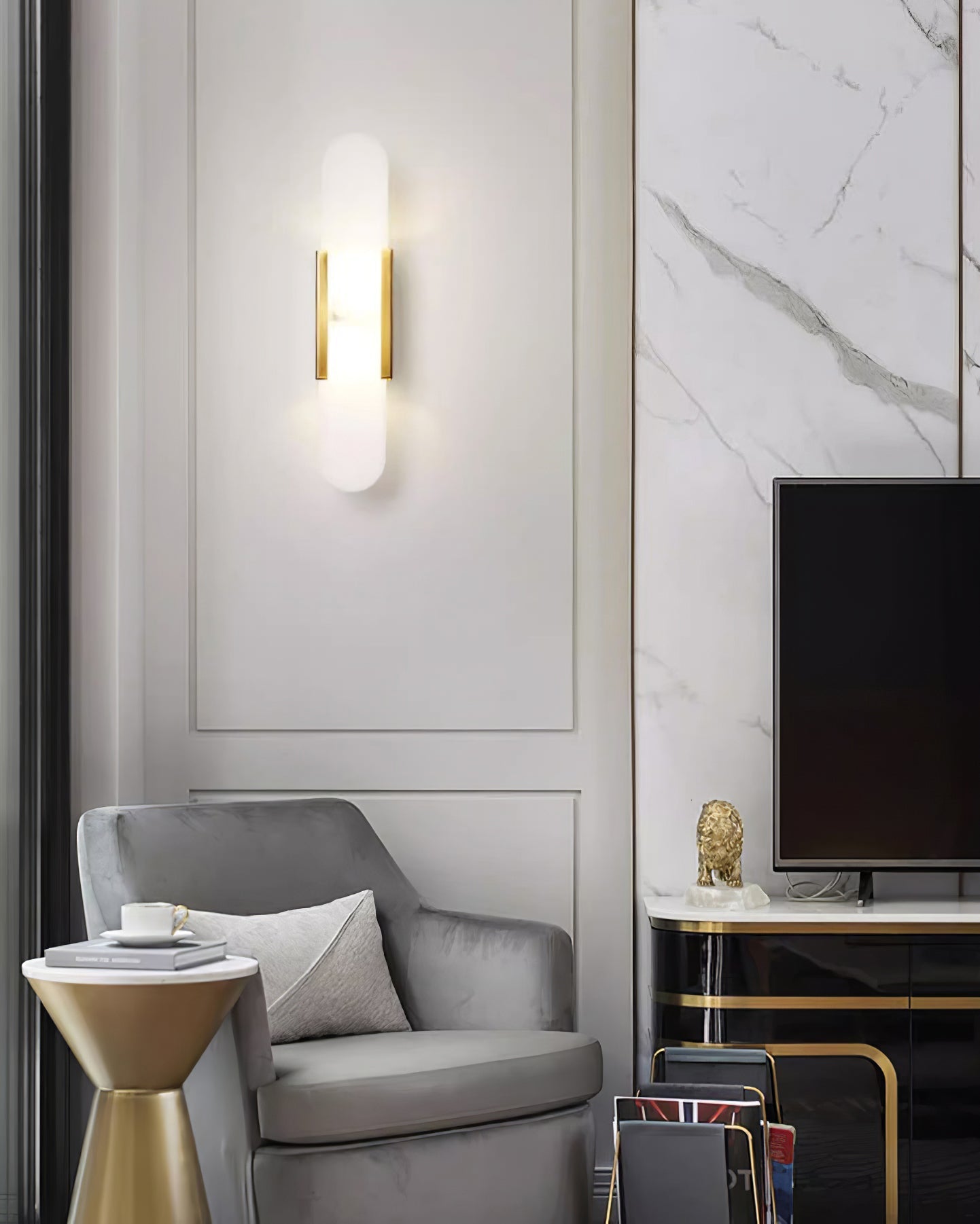 Alabaster Elongated Wall Sconce Light