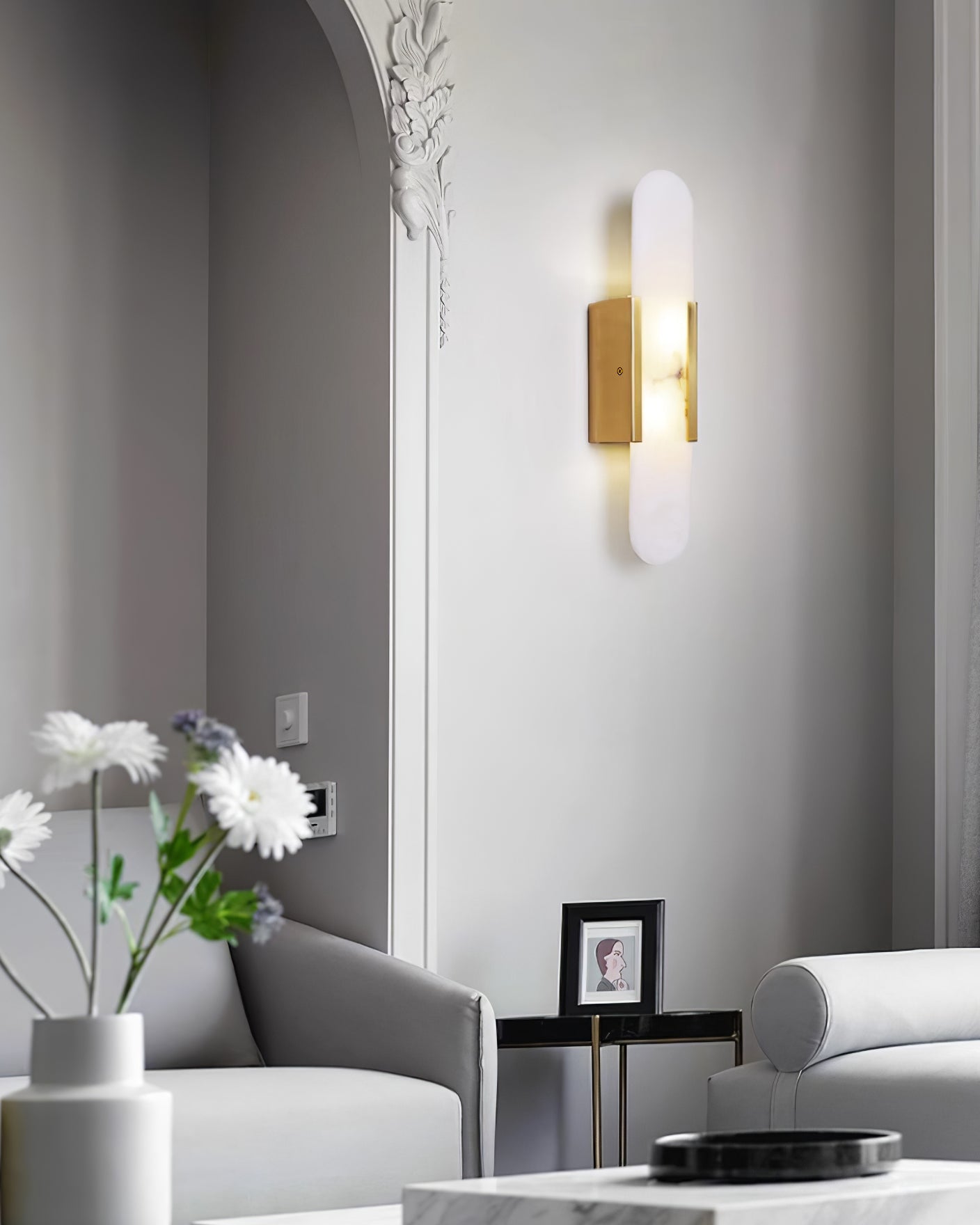 Alabaster Elongated Wall Sconce Light