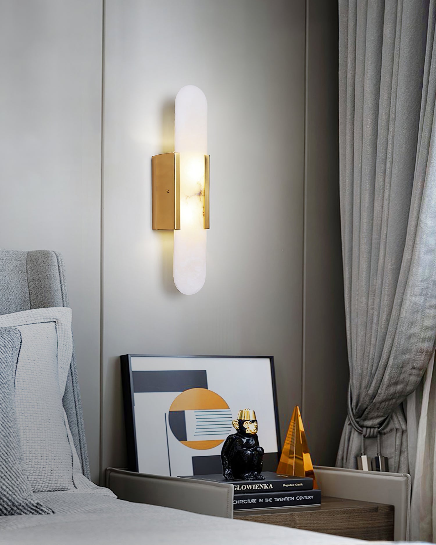 Alabaster Elongated Wall Sconce Light