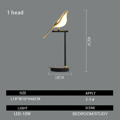 Golden Bird Sculptural Table Lamp