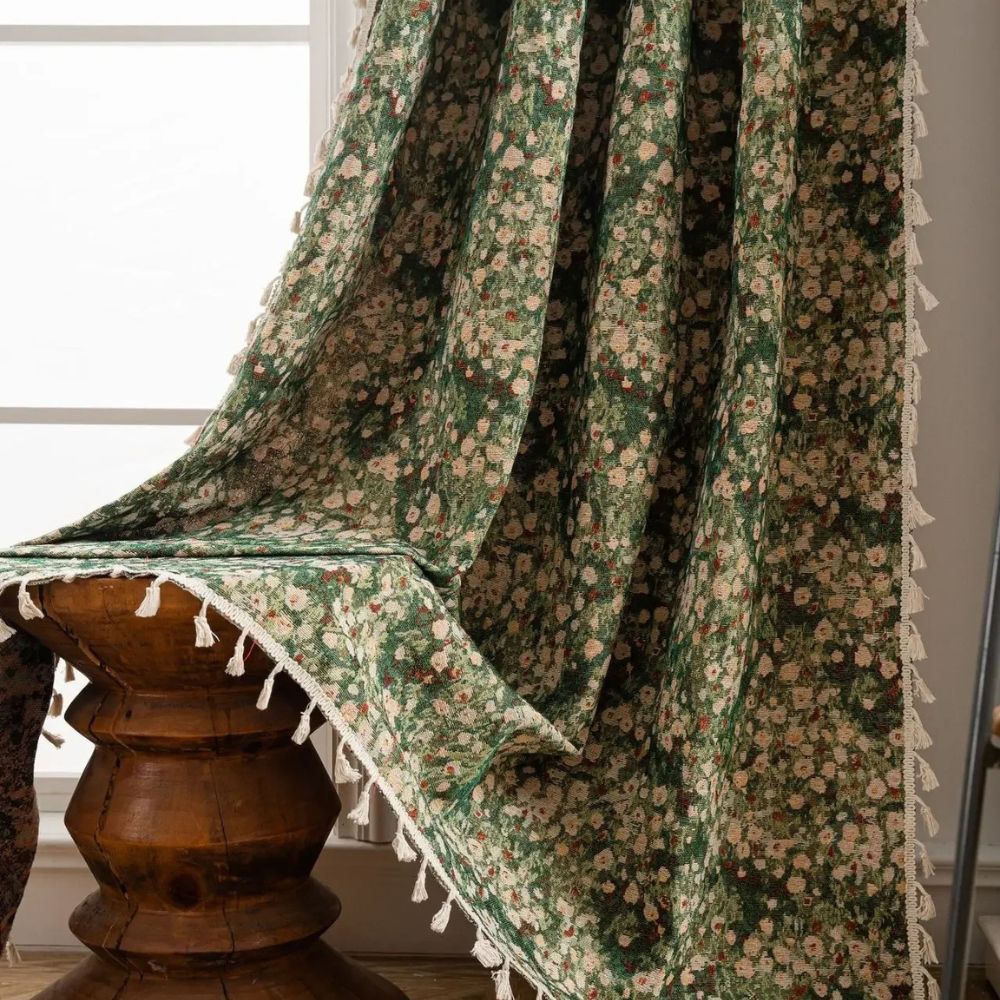 Floral Tassel Curtain Panel