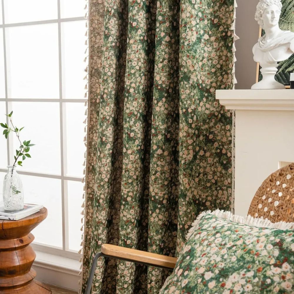 Floral Tassel Curtain Panel
