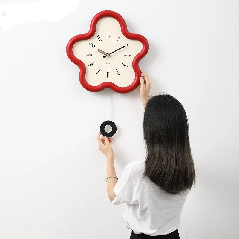Flower Shape Pendulum Wall Clock