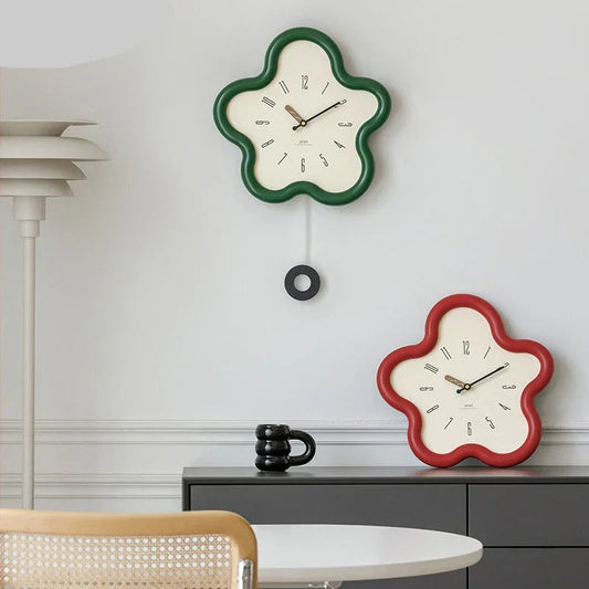Flower Shape Pendulum Wall Clock