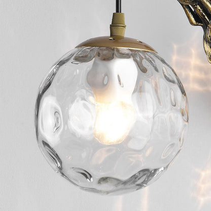Vintage Wall Sconce | Rustic Metal Arm with Glass Orb
