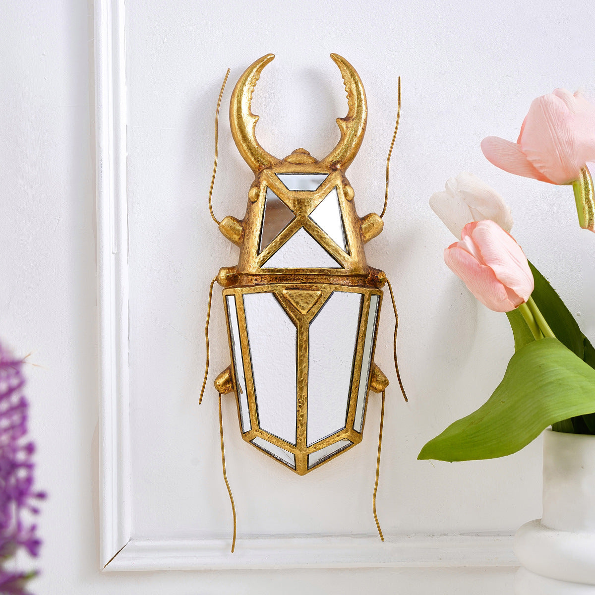 Antique Gold Insect Wall Mirror