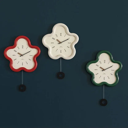 Flower Shape Pendulum Wall Clock