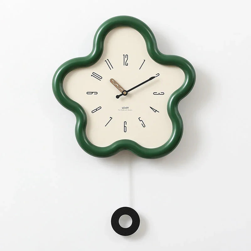 Flower Shape Pendulum Wall Clock