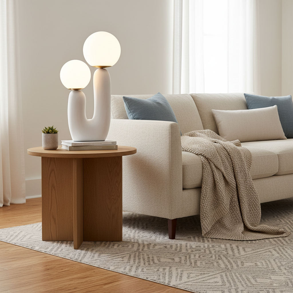 Textured Stone Minimal Table Lamp