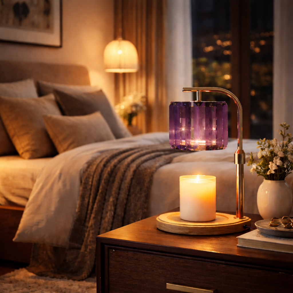 Purple Glass Candle Warmer Lamp