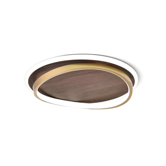 Low Profile Wood Disc Ceiling Light