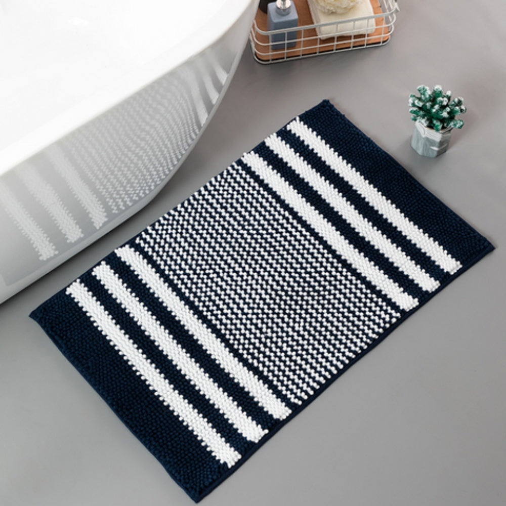 PebbleKnit | Non-Slip Bath Mat – Ultra-Absorbent Chenille Stripes 5