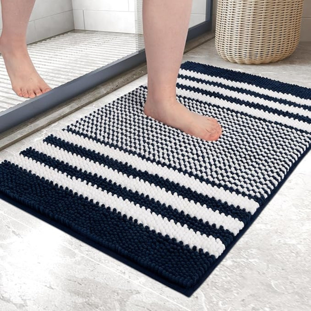 PebbleKnit | Non-Slip Bath Mat – Ultra-Absorbent Chenille Stripes 6