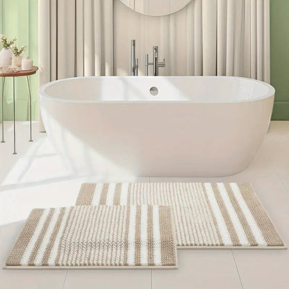 PebbleKnit | Non-Slip Bath Mat – Ultra-Absorbent Chenille Stripes 8
