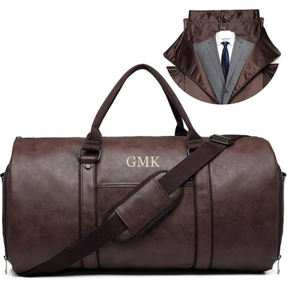 Leather Garment Duffel Bag | Convertible Travel Suit Bag