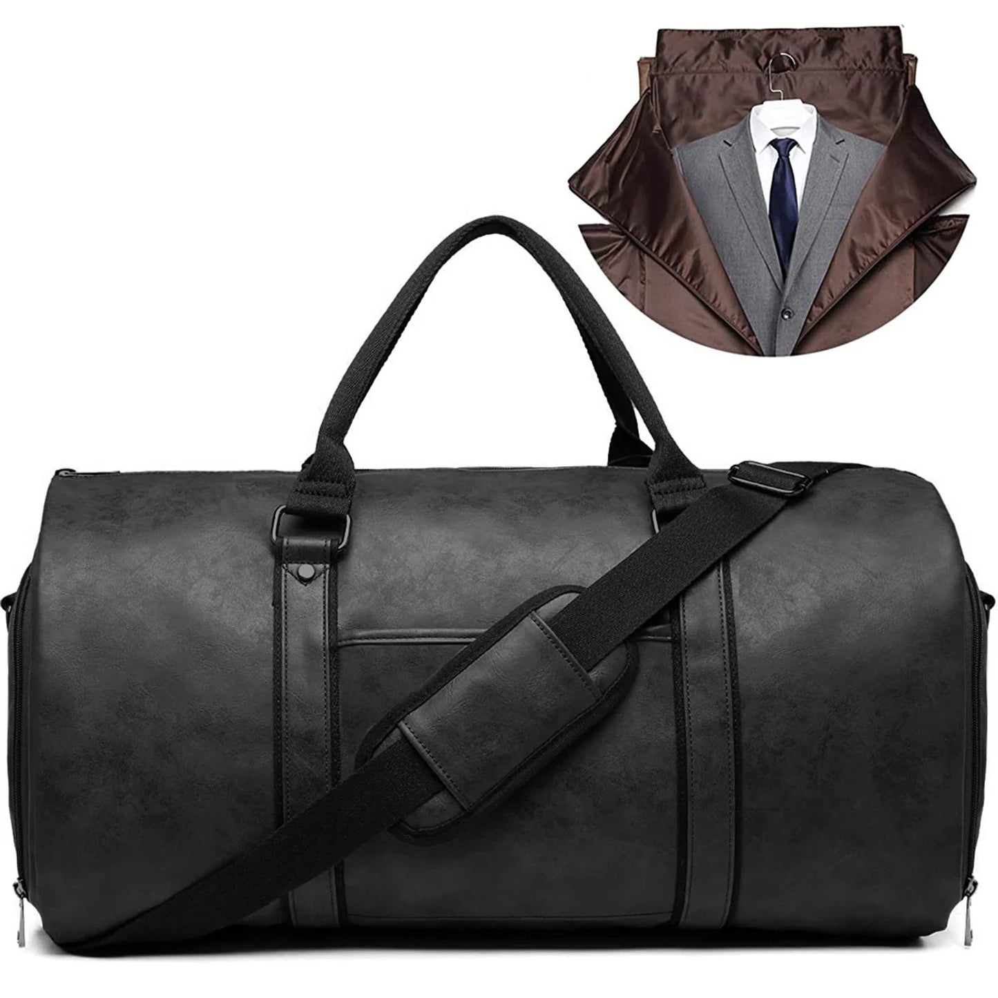 Leather Garment Duffel Bag | Convertible Travel Suit Bag