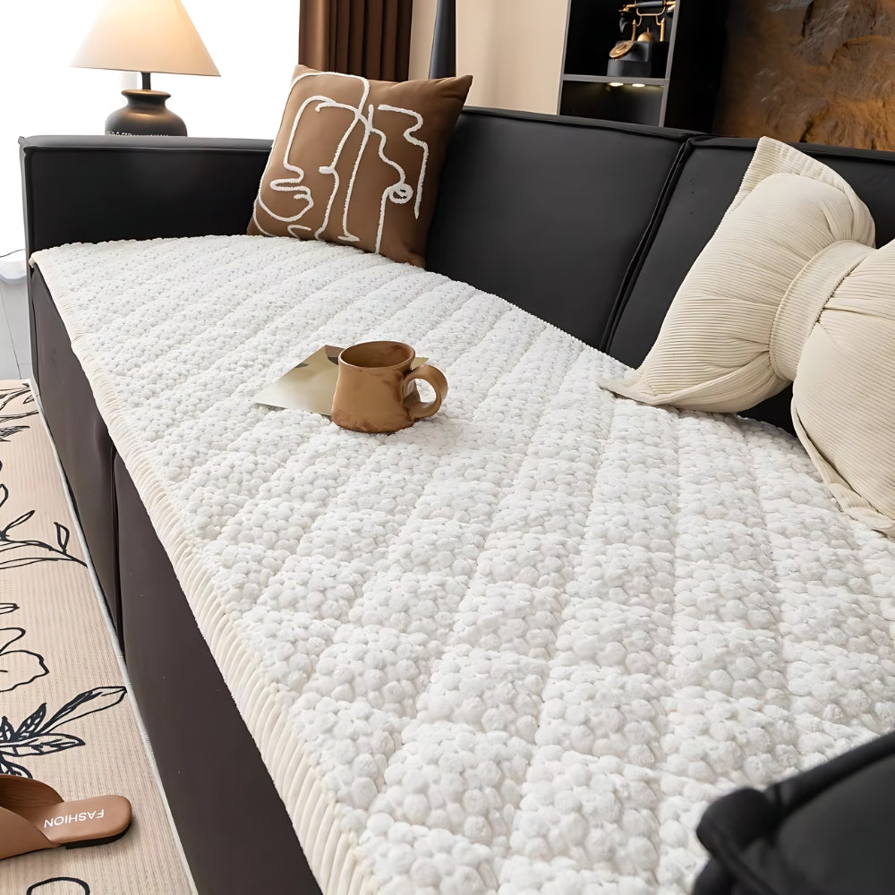 Textured Couch Cover | Geometric Quilted Sofa Bedding