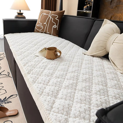 Textured Couch Cover | Geometric Quilted Sofa Bedding