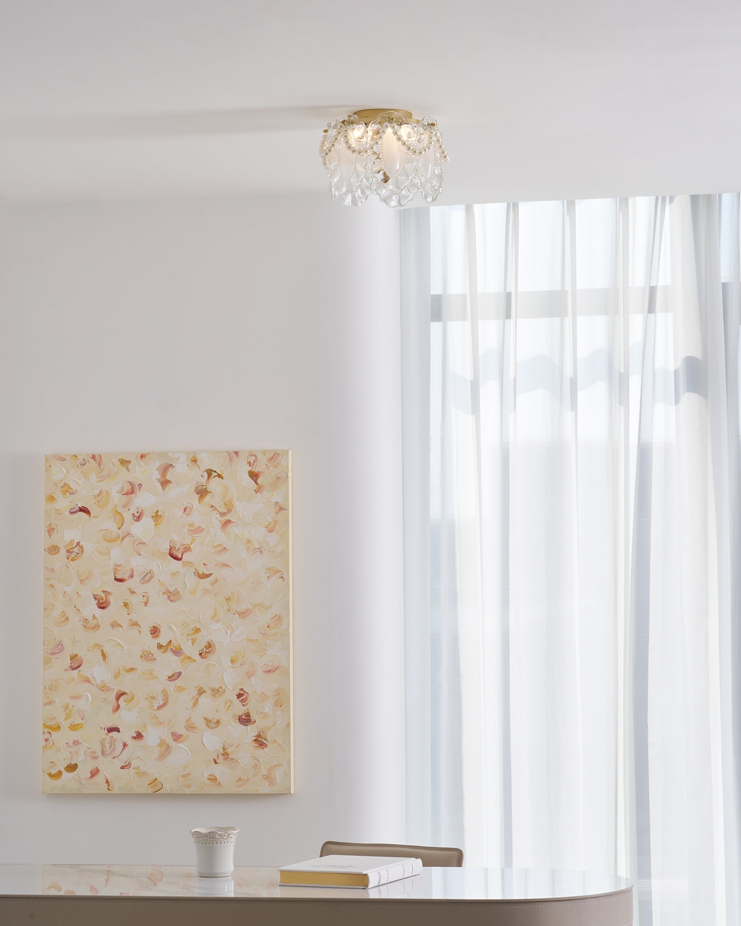 Crystal Petal Ceiling Light Fixture