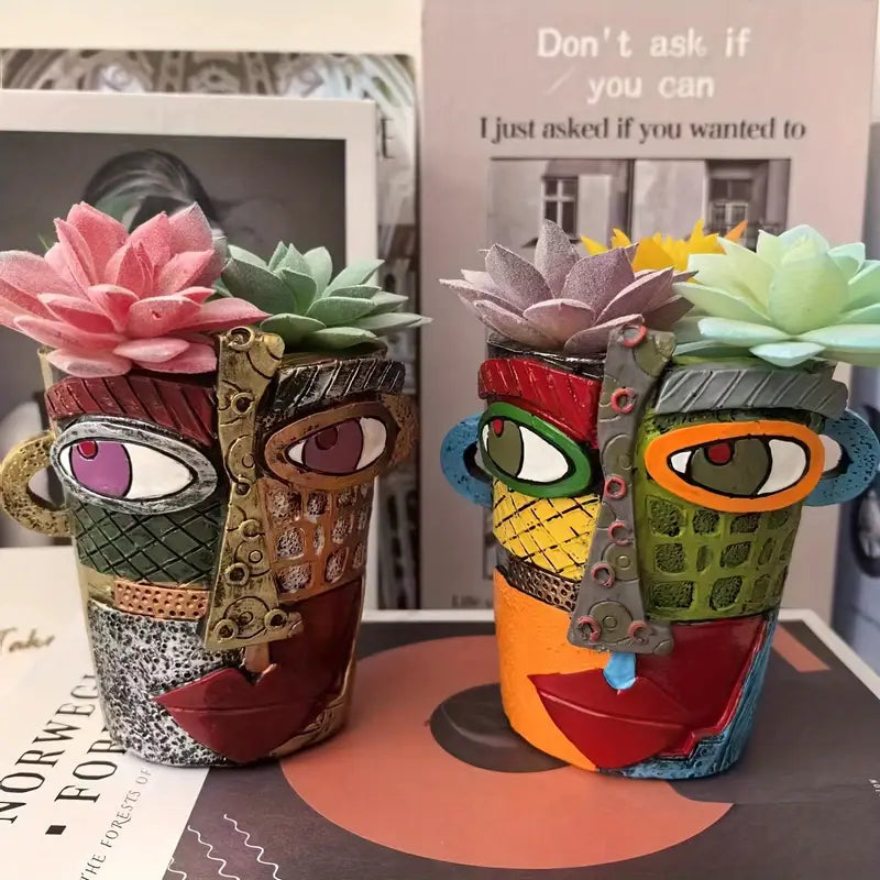 Abstract Face Picasso Ceramic Planter Pot