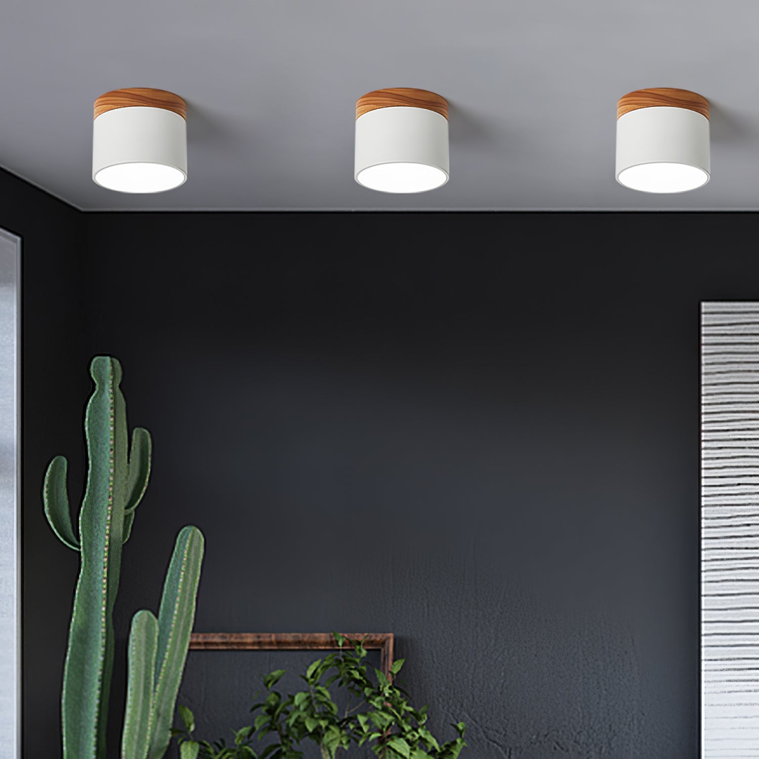 Wood Cylinder Ceiling Light