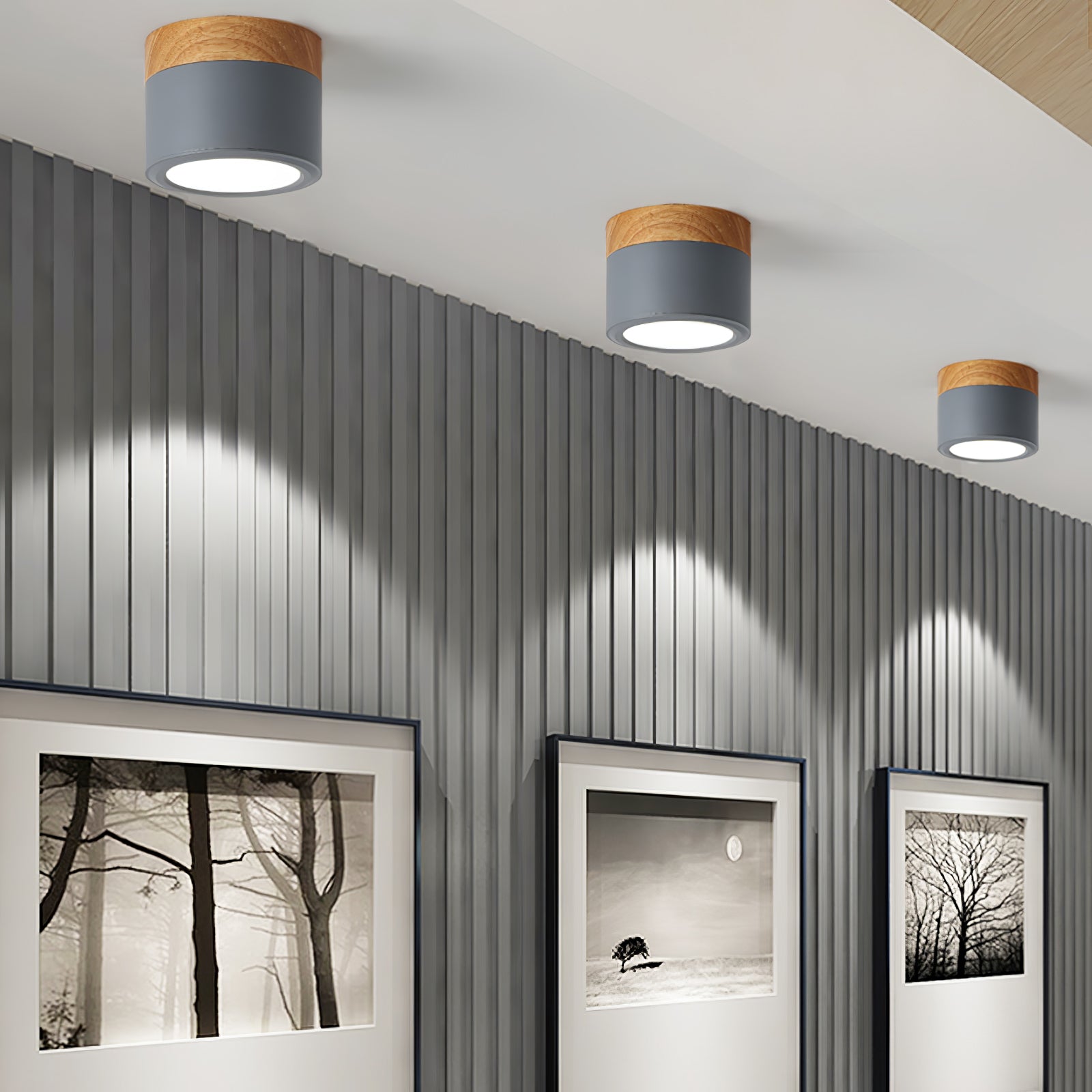 Wood Cylinder Ceiling Light