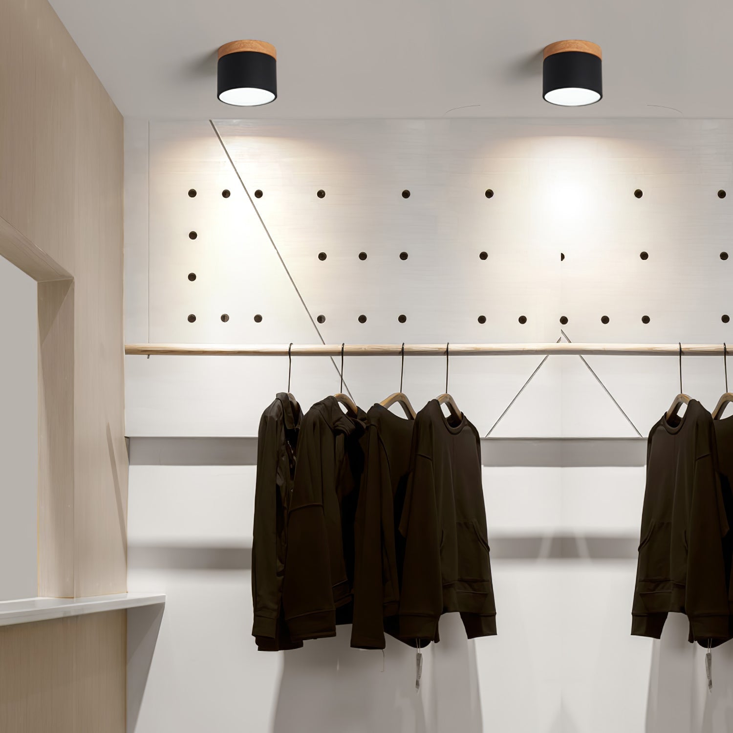 Wood Cylinder Ceiling Light