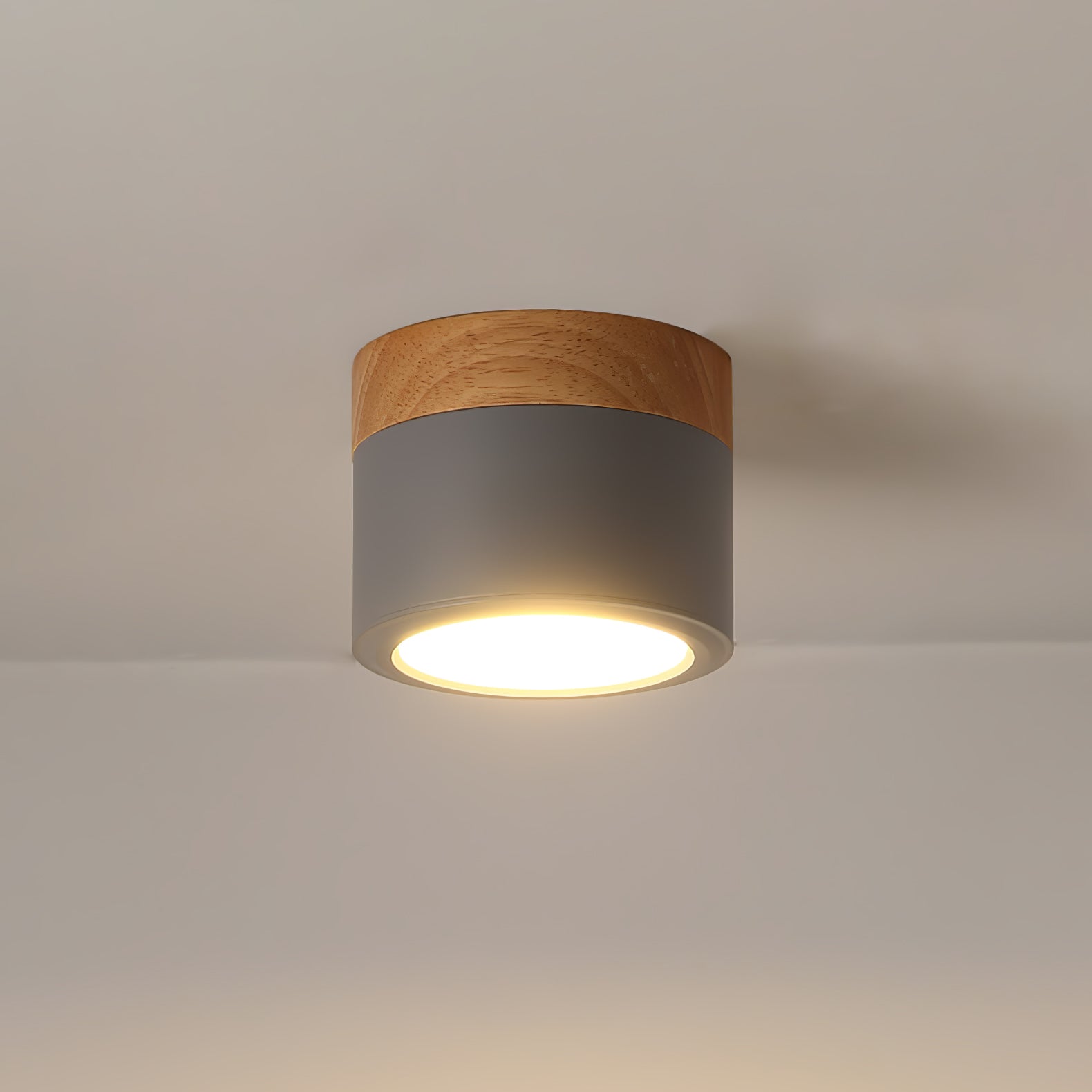 Wood Cylinder Ceiling Light