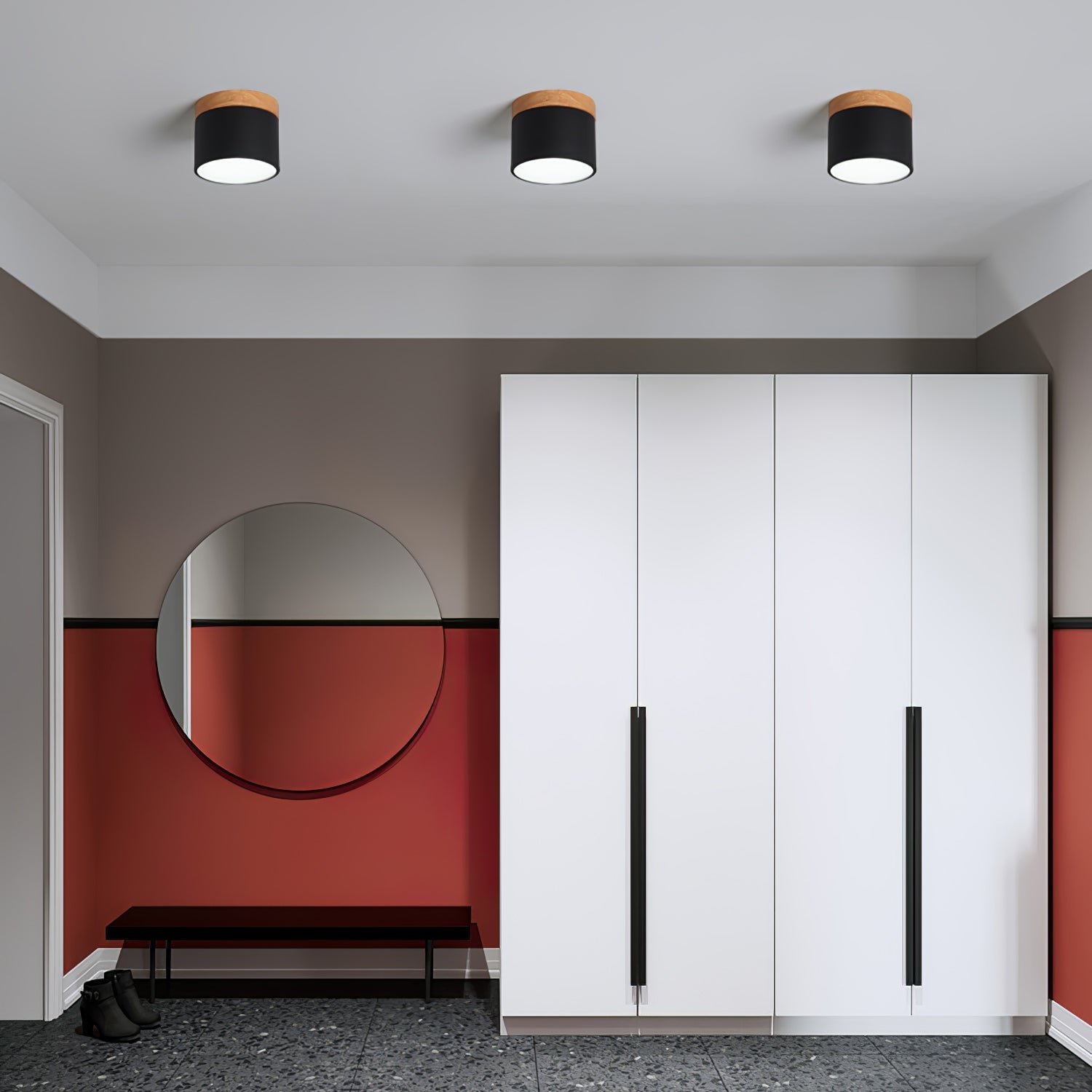 Wood Cylinder Ceiling Light