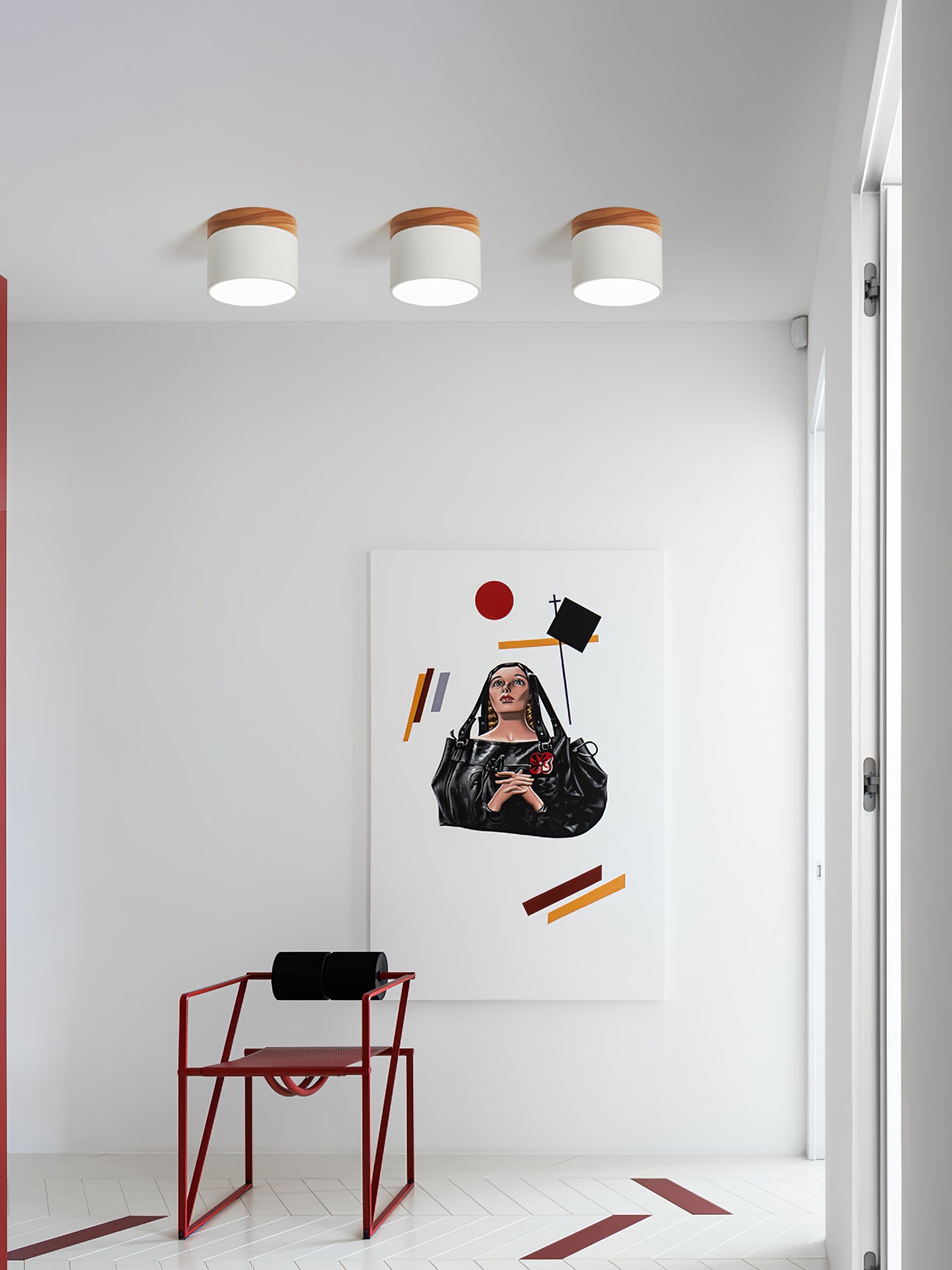 Wood Cylinder Ceiling Light