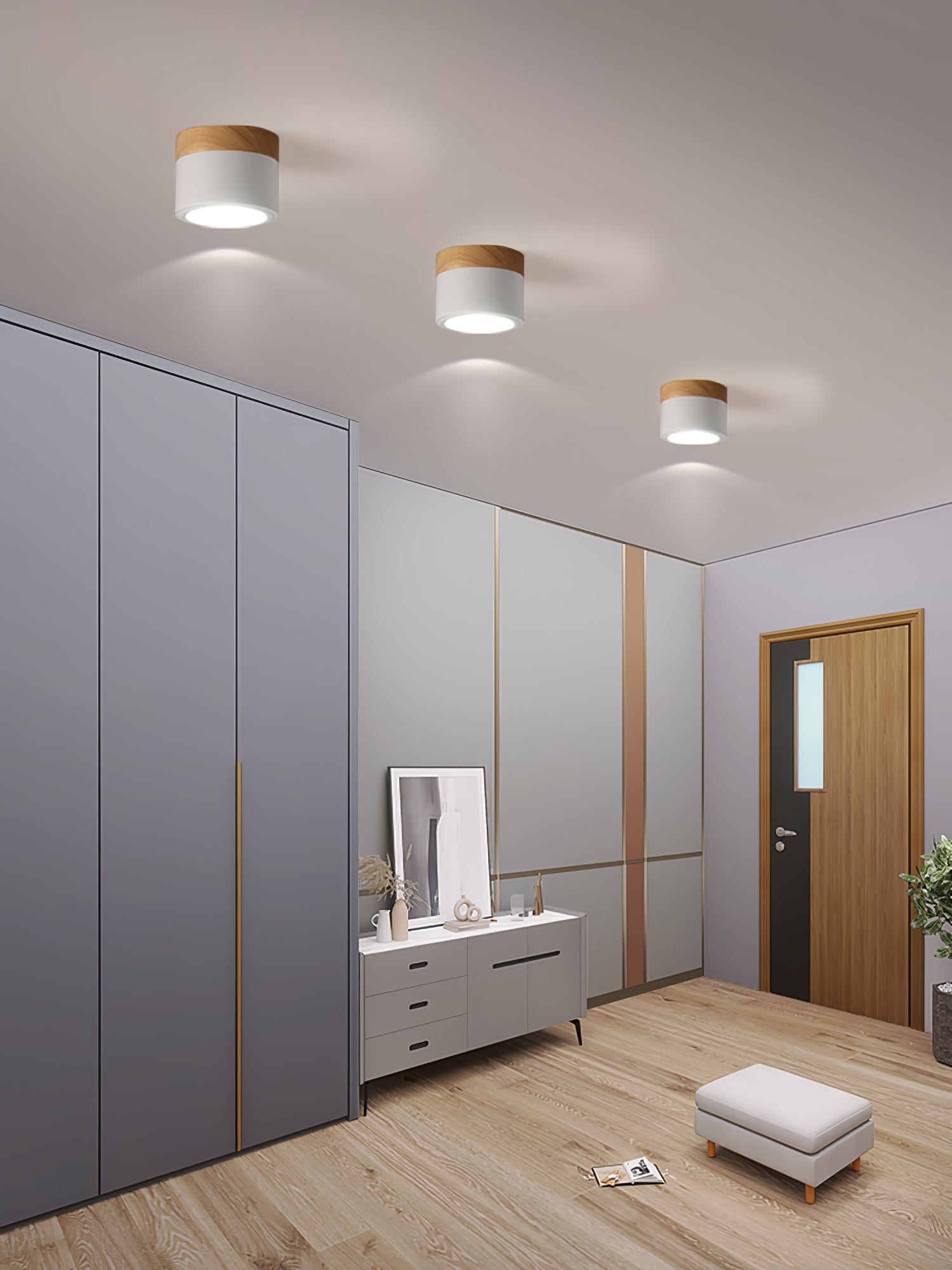 Wood Cylinder Ceiling Light