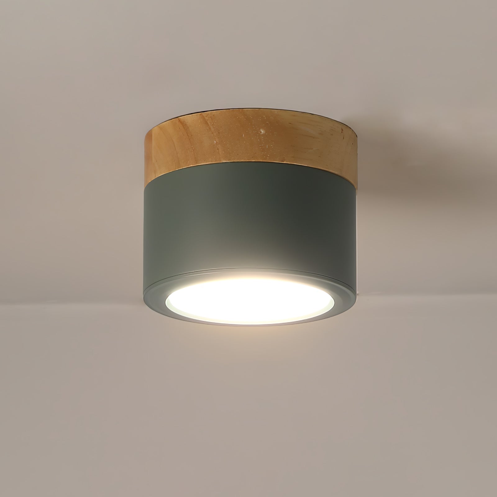 Wood Cylinder Ceiling Light
