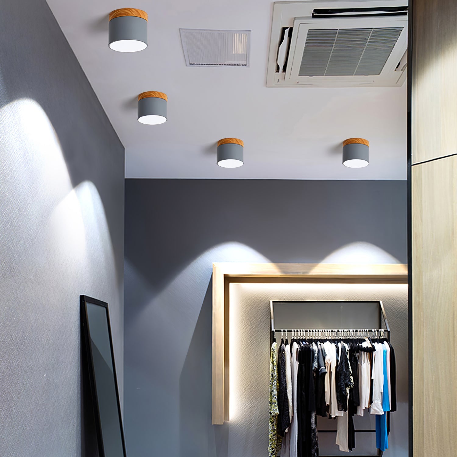 Wood Cylinder Ceiling Light