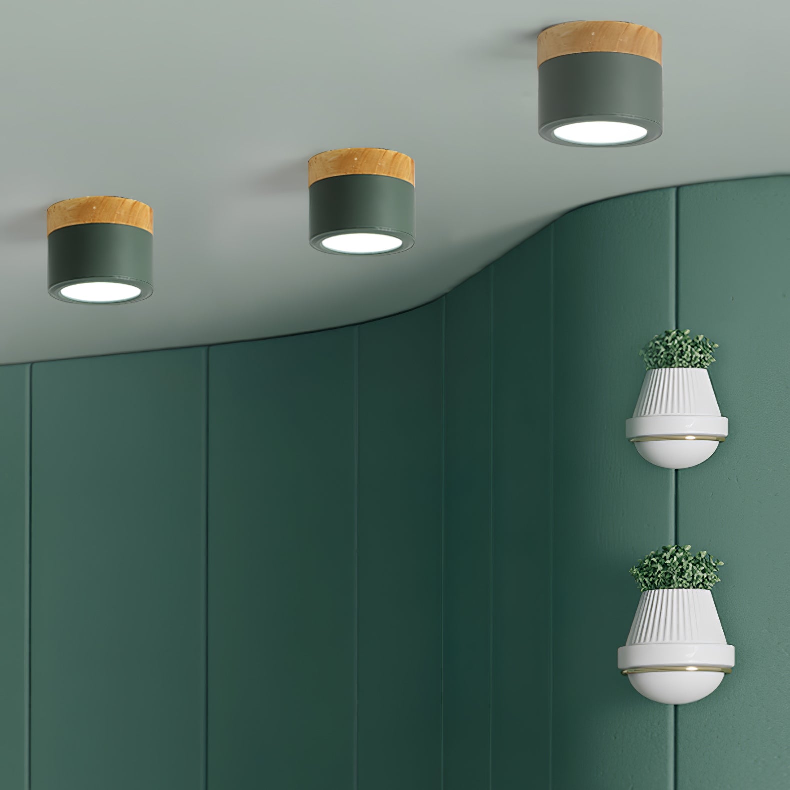 Wood Cylinder Ceiling Light