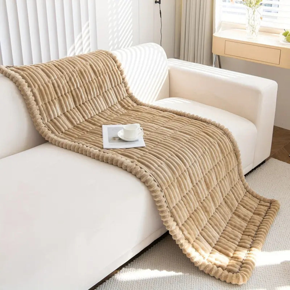 Pleated Edge Plush Sofa Cover