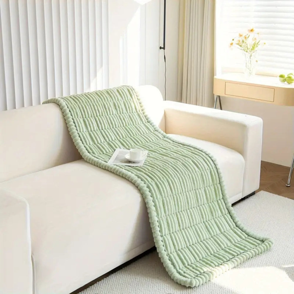 Pleated Edge Plush Sofa Cover