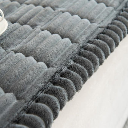 Pleated Edge Plush Sofa Cover