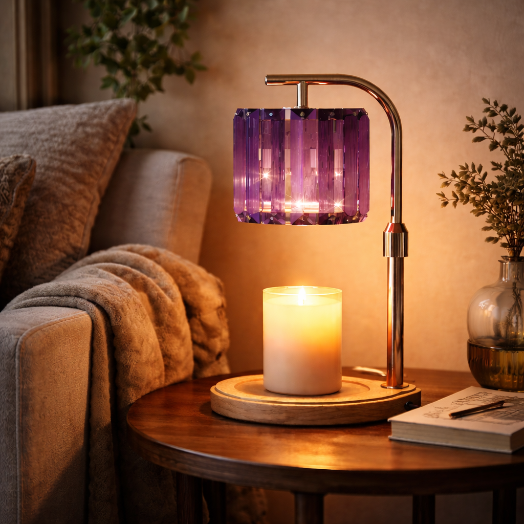 Purple Glass Candle Warmer Lamp