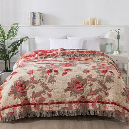 Graceful Floral Throw Blanket | Woven Botanical Pattern